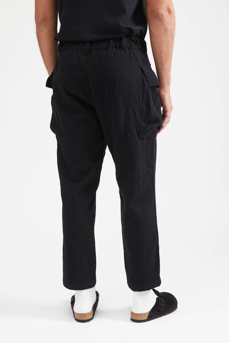 9/10 Length Military Trousers Wool - Black