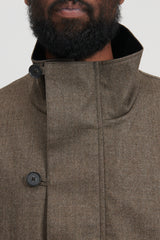 3-Layer Stand Collar Coat - Mocha