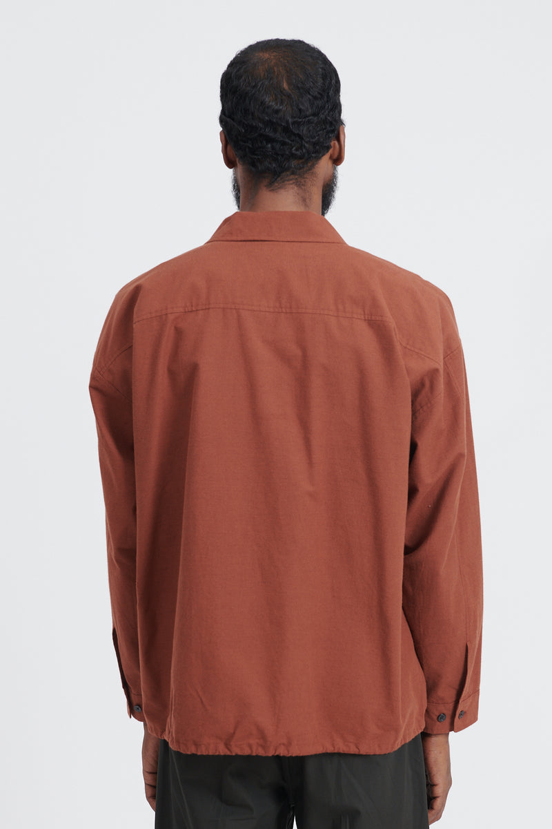 Wool Mix Coach Shirt - Brick