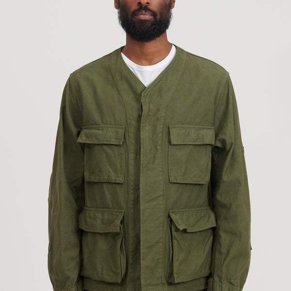 Back Satin Collarless BDU Type Jacket - Olive – M5 Shop