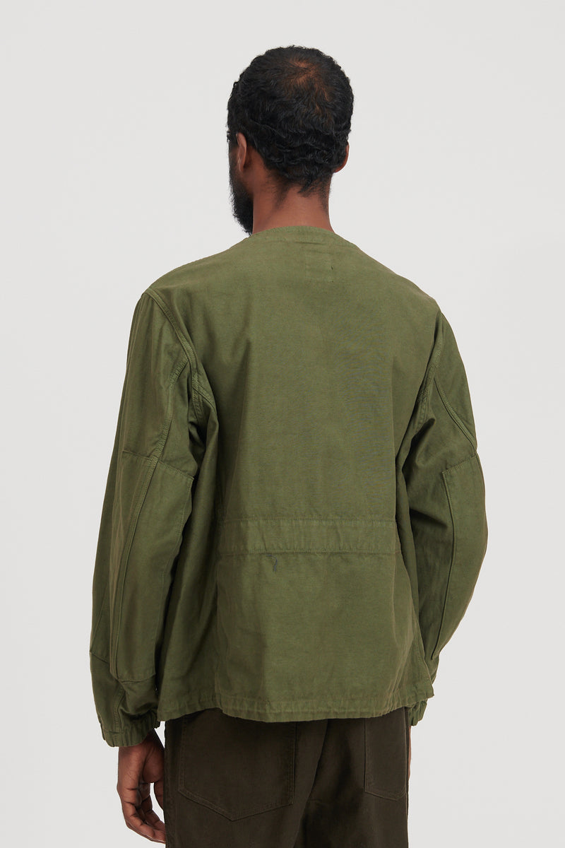 Back Satin Collarless BDU Type Jacket - Olive – M5 Shop