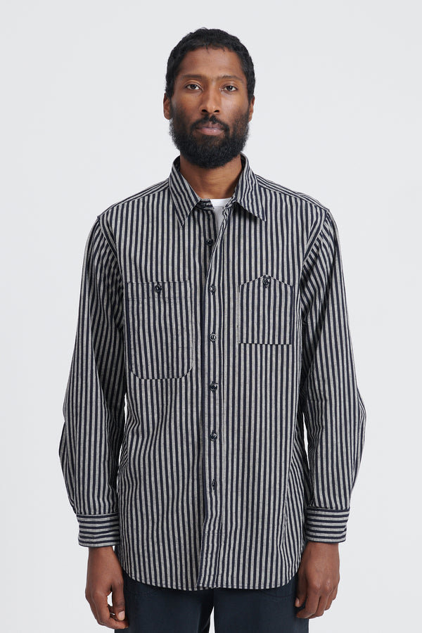 Work Shirt LC Wide Stripe - Navy/Grey