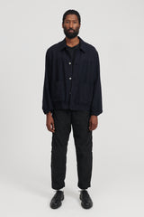 Wool Twill Short Jacket - Navy