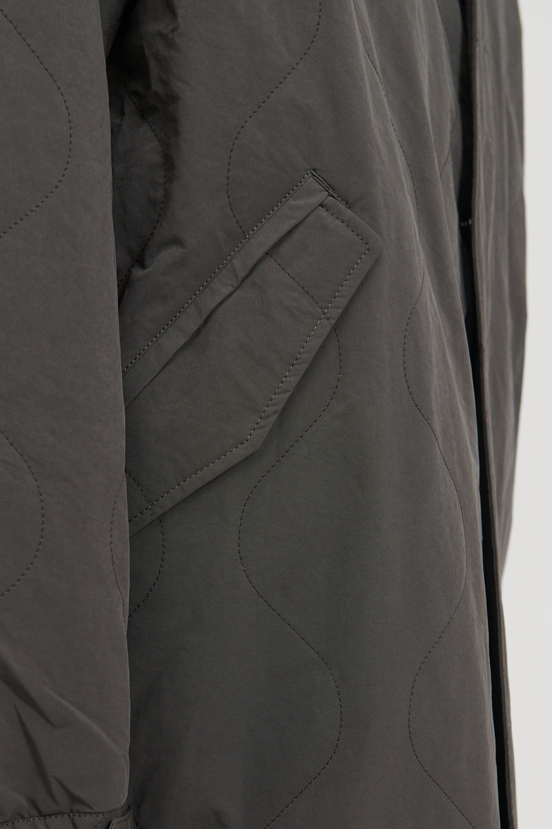 Quilted Coat - Charcoal