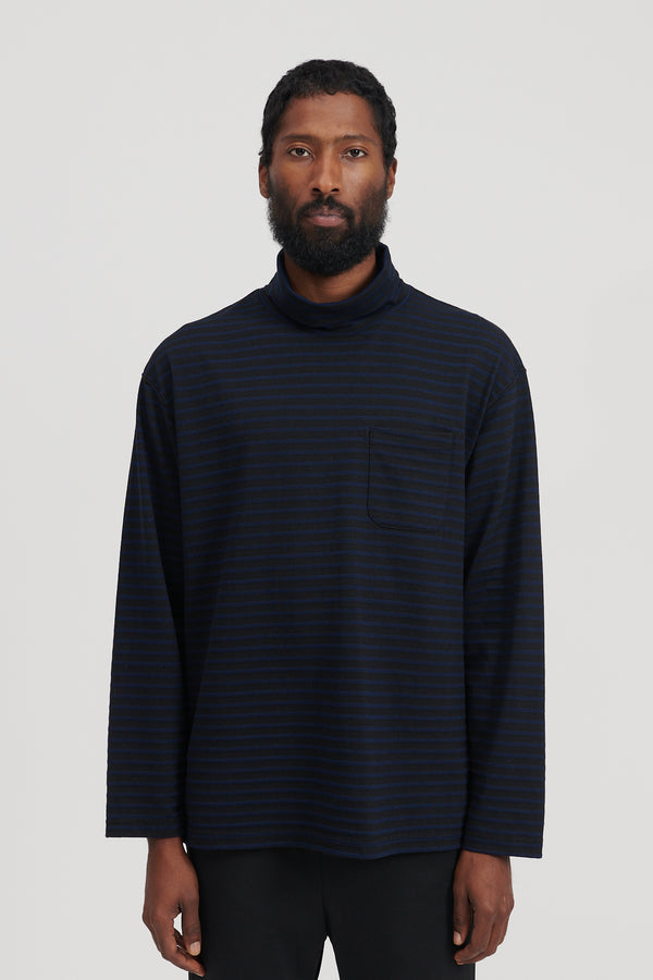 High Mock Shirt PC Stripe Jersey - Black/Navy