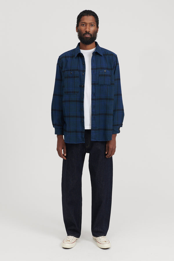 Work Shirt Plaid Cotton Flannel - Black/Navy