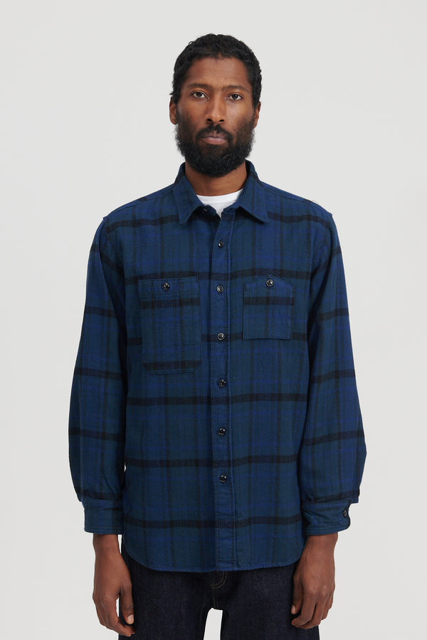 Work Shirt Plaid Cotton Flannel - Black/Navy