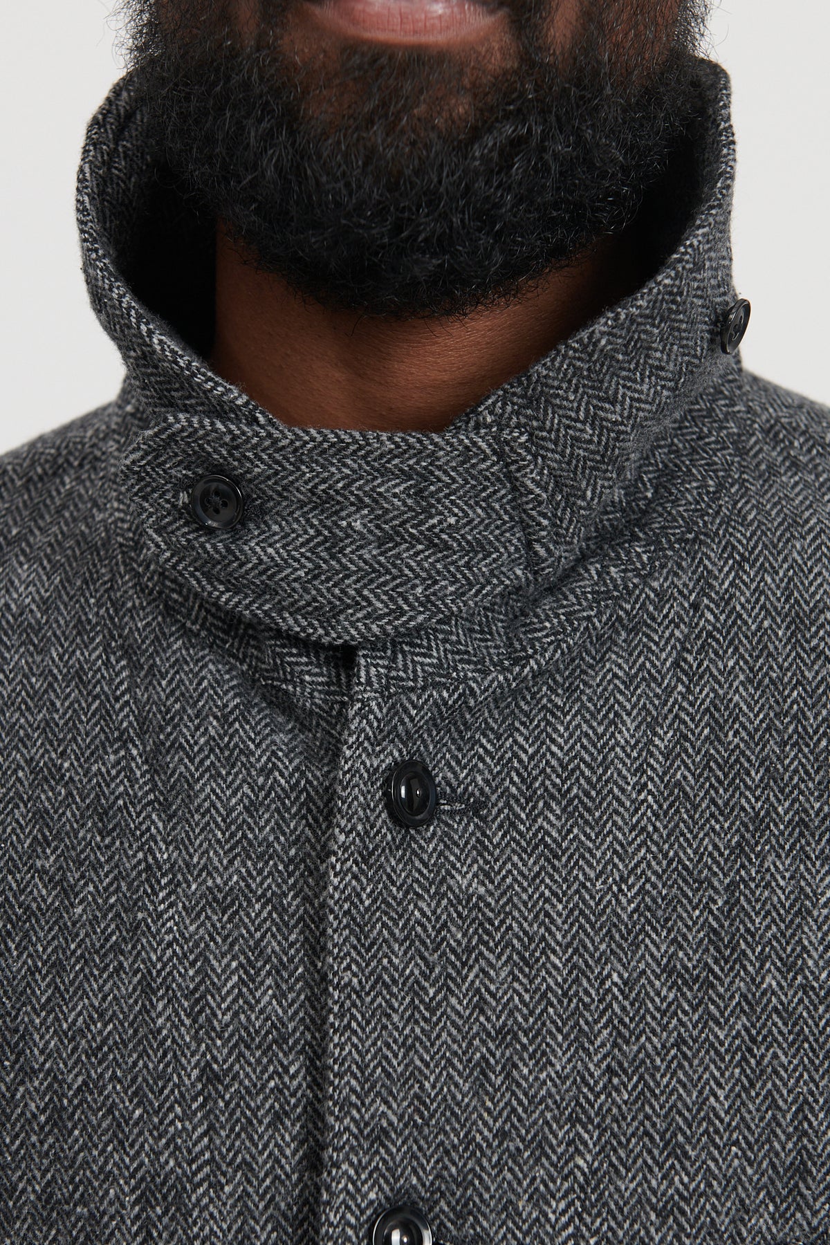 Shawl Collar Utility Jacket Poly Wool Herringbone - Grey – M5 SHOP