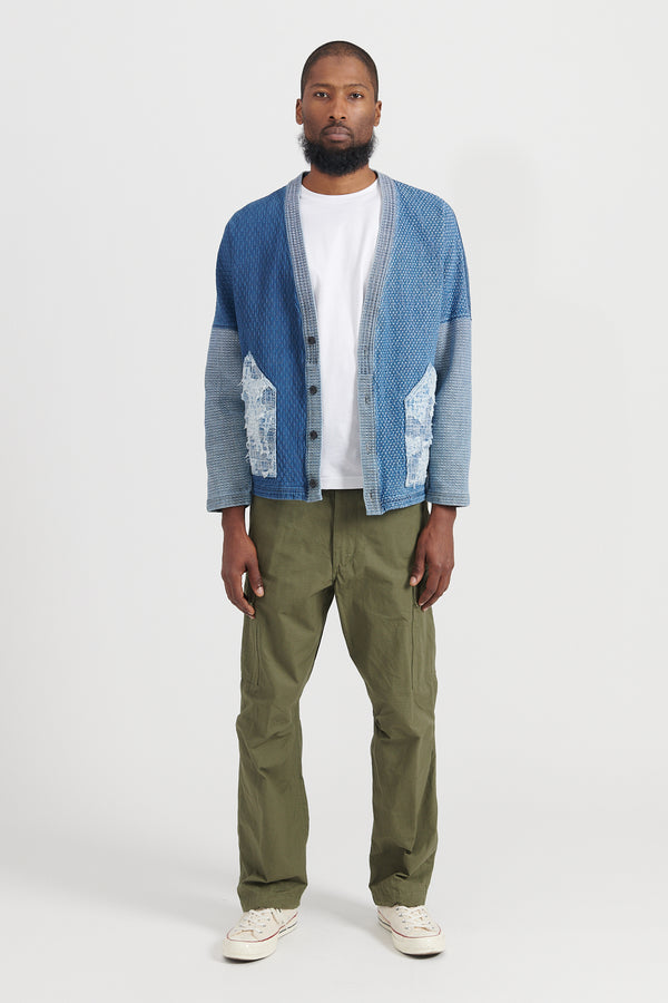 Boro Patchwork Cardigan 5 Year Wash - Indigo