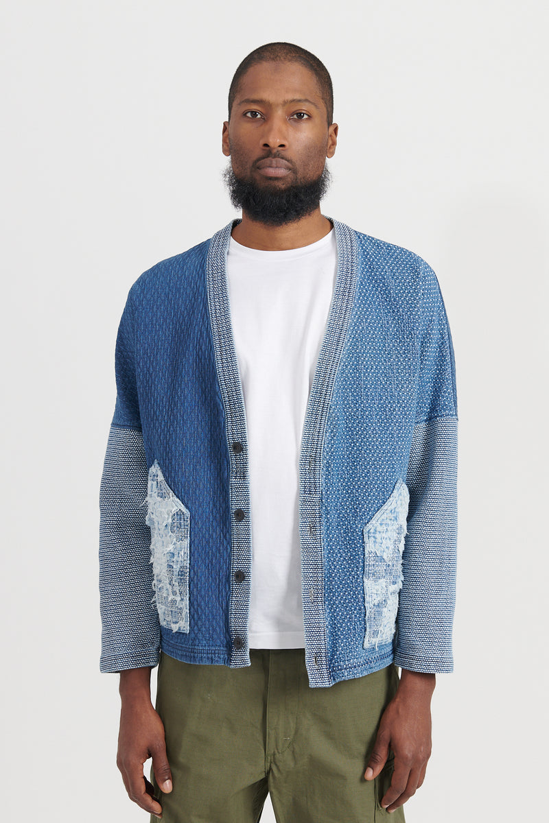 Boro Patchwork Cardigan 5 Year Wash - Indigo