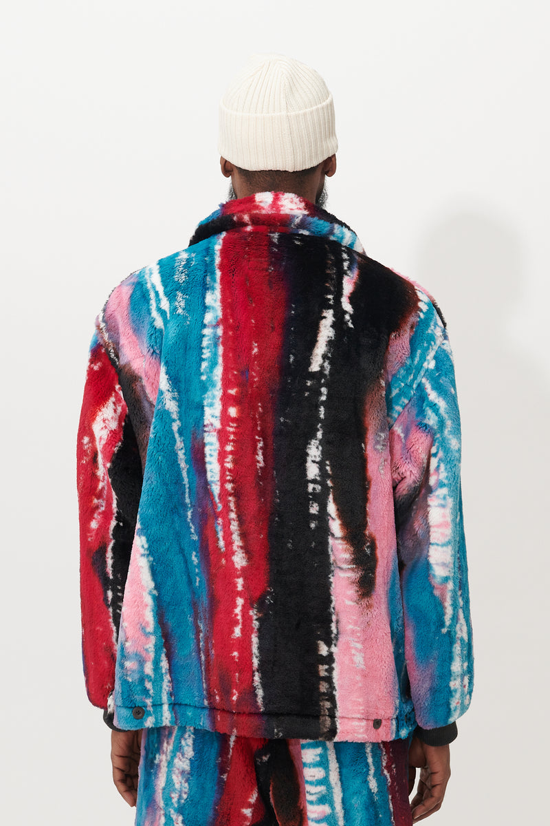 Inkjet Print Fleece Cloth Jacket - Blue/Pink