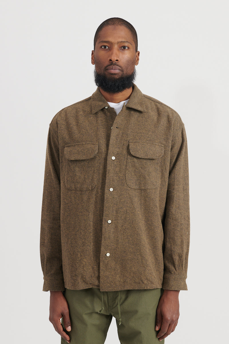 Mixed Color Twill Round Pocket Baggy Shirt - Khaki – M5 Shop