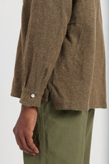 Mixed Color Twill Round Pocket Baggy Shirt - Khaki