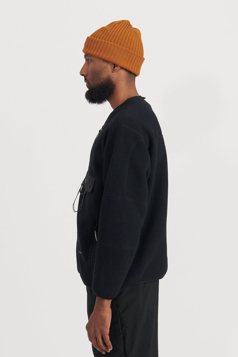 Wool Fleece Cardigan - Black