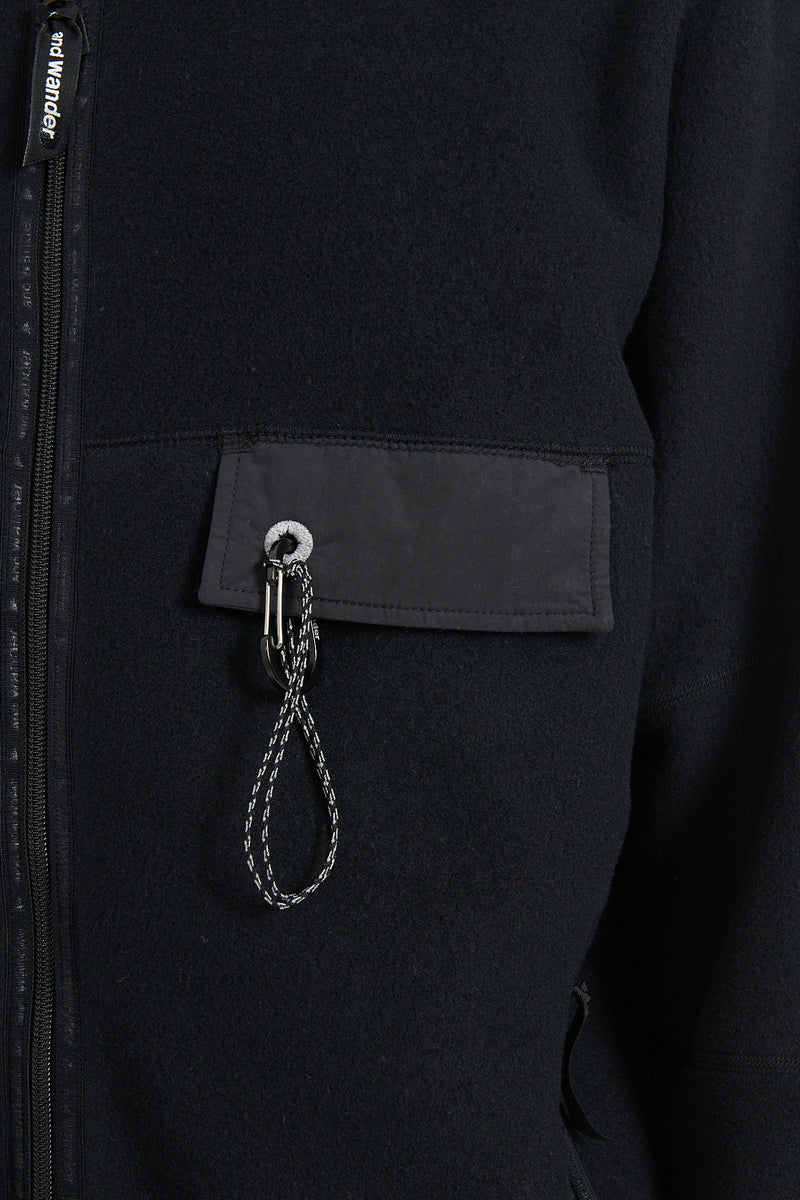 Wool Fleece Cardigan - Black