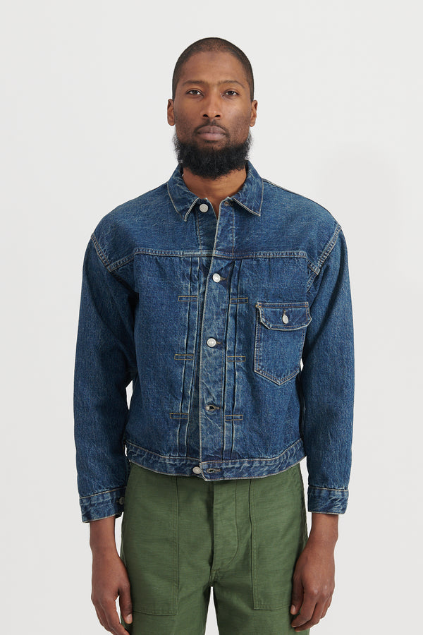 Type 1 Pleated Front Denim Jacket Vintage Wash - Denim Used