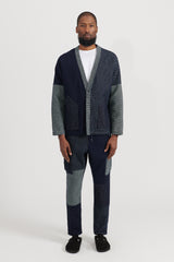 Boro Patchwork Cardigan Rinse - Indigo