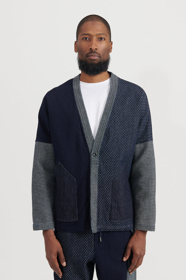 Boro Patchwork Cardigan Rinse - Indigo