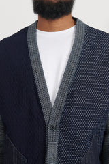 Boro Patchwork Cardigan Rinse - Indigo