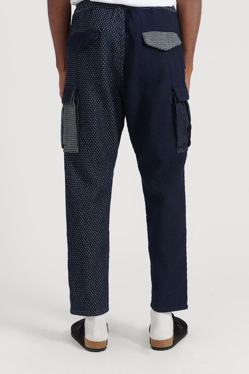 Boro Patchwork Cargo Pants Rinse - Indigo