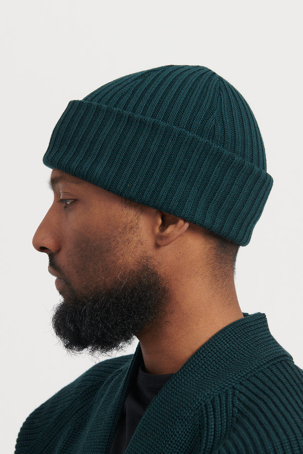 Solid Wool Short Cap - Dark Green