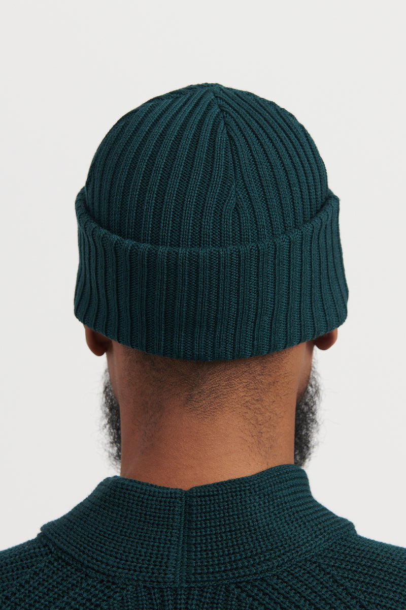 Solid Wool Short Cap - Dark Green