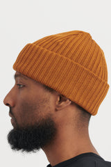 Solid Wool Short Cap - Camel Orange