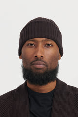 Solid Wool Short Cap - Dark Brown