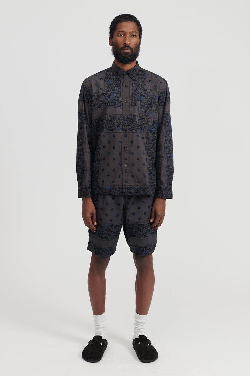 Dweller B.D. L/S Shirt Cotton Broad NOMA td Print - Charcoal