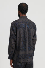 Dweller B.D. L/S Shirt Cotton Broad NOMA td Print - Charcoal