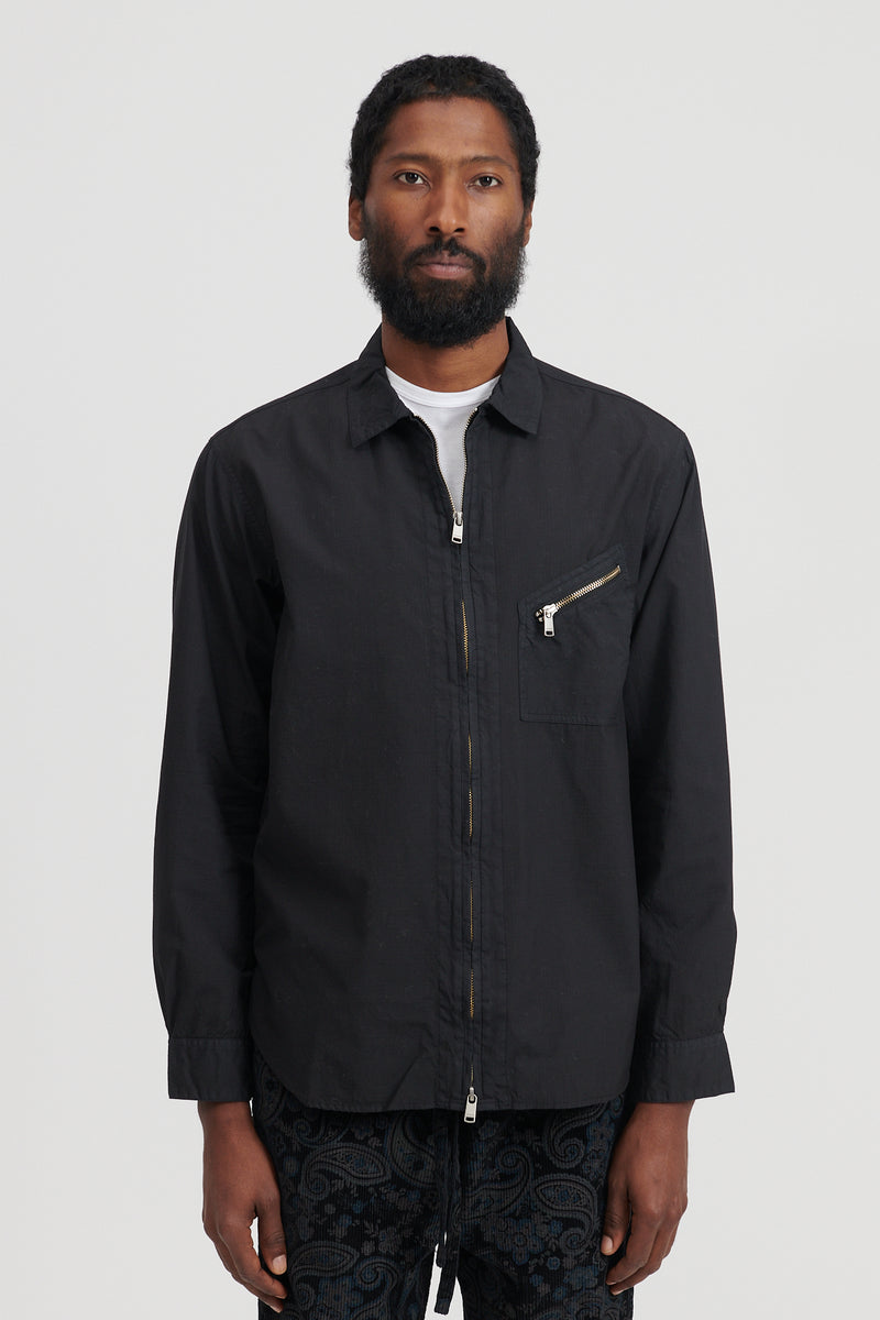 Rancher Full Zip L/S Shirt Cotton Ripstop Overdyed - Black