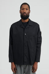 11014 Stretch Cotton Wool Satin Overshirt - Black