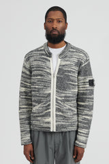 5022R Patterned Wool Nylon Yarn Cardigan Knit - Blue Grey