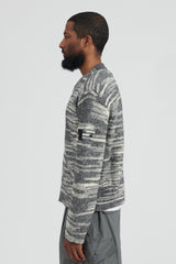 5022R Patterned Wool Nylon Yarn Cardigan Knit - Blue Grey