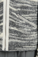 5022R Patterned Wool Nylon Yarn Cardigan Knit - Blue Grey