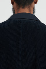 Q0411 Corduroy Light Shirt Jacket - Navy Blue
