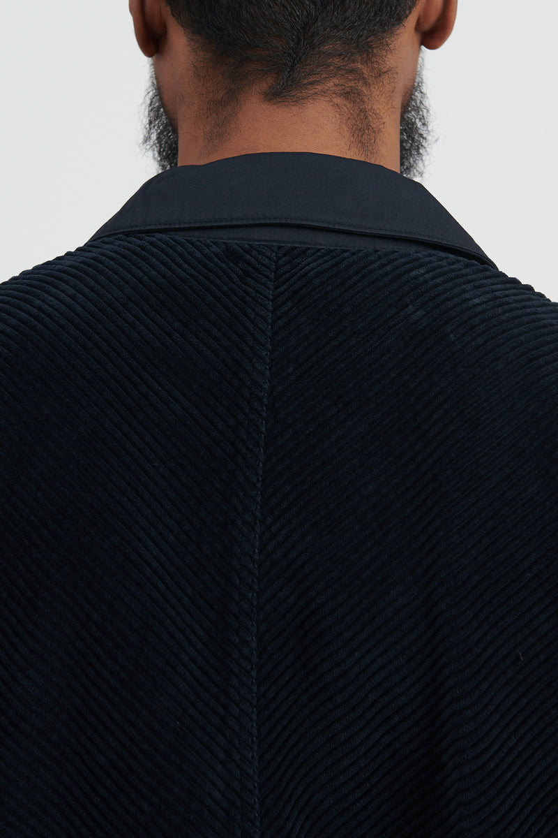 Q0411 Corduroy Light Shirt Jacket - Navy Blue
