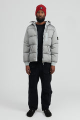 43619 Nylon Metal in Econyl Hooded Down Jacket - Pearl Grey