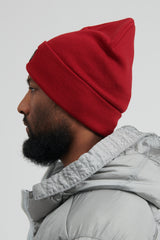 N03D7 Pure Light Wool Rib Beanie Hat - Red
