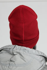 N03D7 Pure Light Wool Rib Beanie Hat - Red