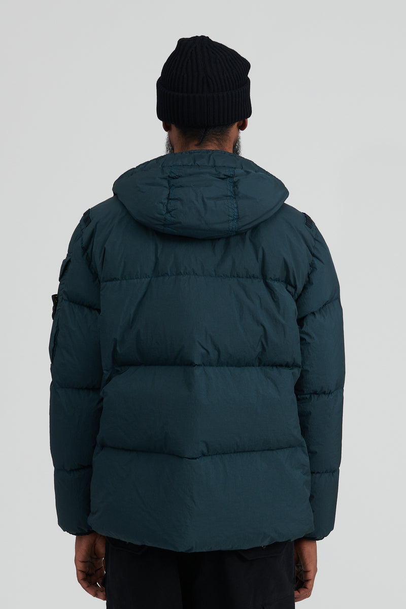 40223 Garment Dyed Crinkle Reps R-NY Hooded Down Jacket FW22 - Petrol