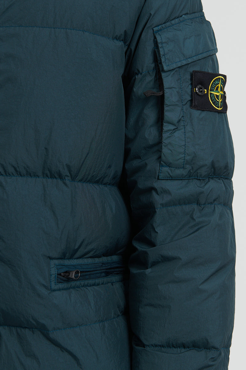 40223 Garment Dyed Crinkle Reps R-NY Hooded Down Jacket FW22 - Petrol