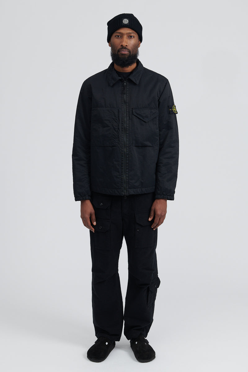 Q0321 Opaque Nylon Twill Light Shirt Jacket - Black