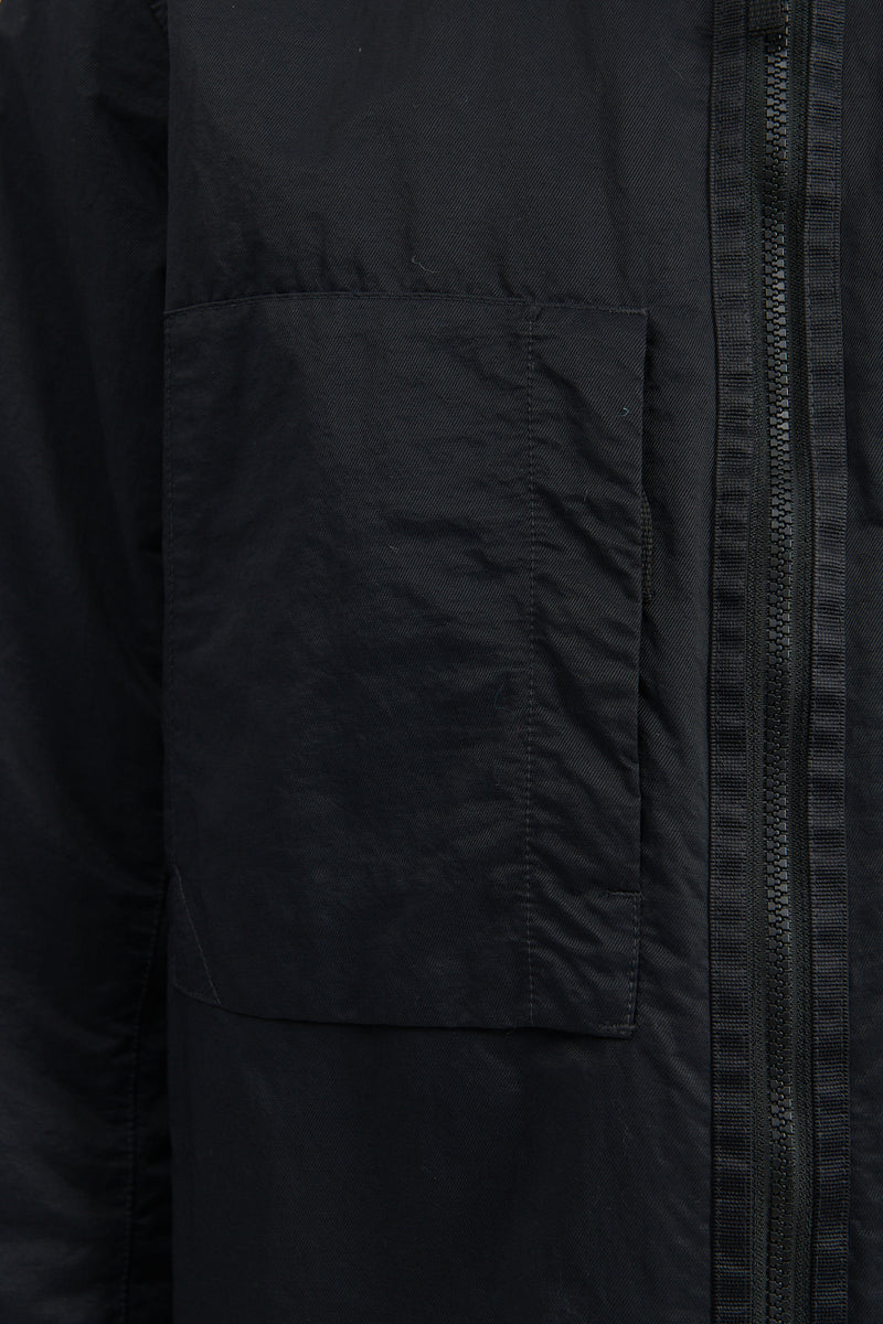 Q0321 Opaque Nylon Twill Light Shirt Jacket - Black