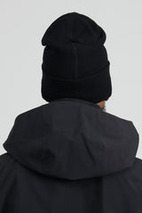 N03D7 Pure Light Wool Rib Beanie Hat - Black