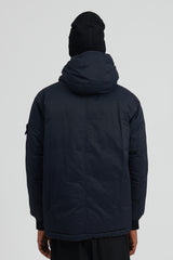 41421 Opaque Nylon Twill Hooded Down Blouson - Navy Blue