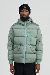 43619 Nylon Metal in Econyl Hooded Down Jacket - Sage