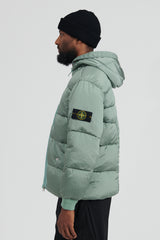 43619 Nylon Metal in Econyl Hooded Down Jacket - Sage