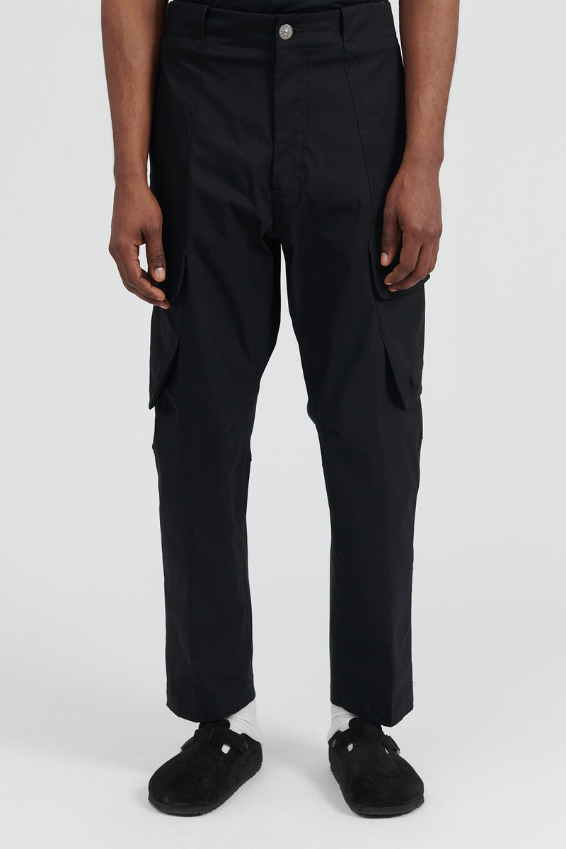 30417 Nylon Cotton Gabardine Cargo Pants - Black