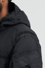 40223 Garment Dyed Crinkle Reps R-NY Hooded Down Jacket FW22 - Black